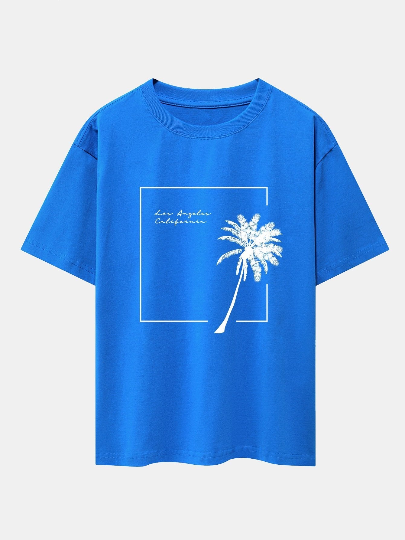 Los Angeles Palm Trees Print Drop Shoulder Oversize T-Shirt
