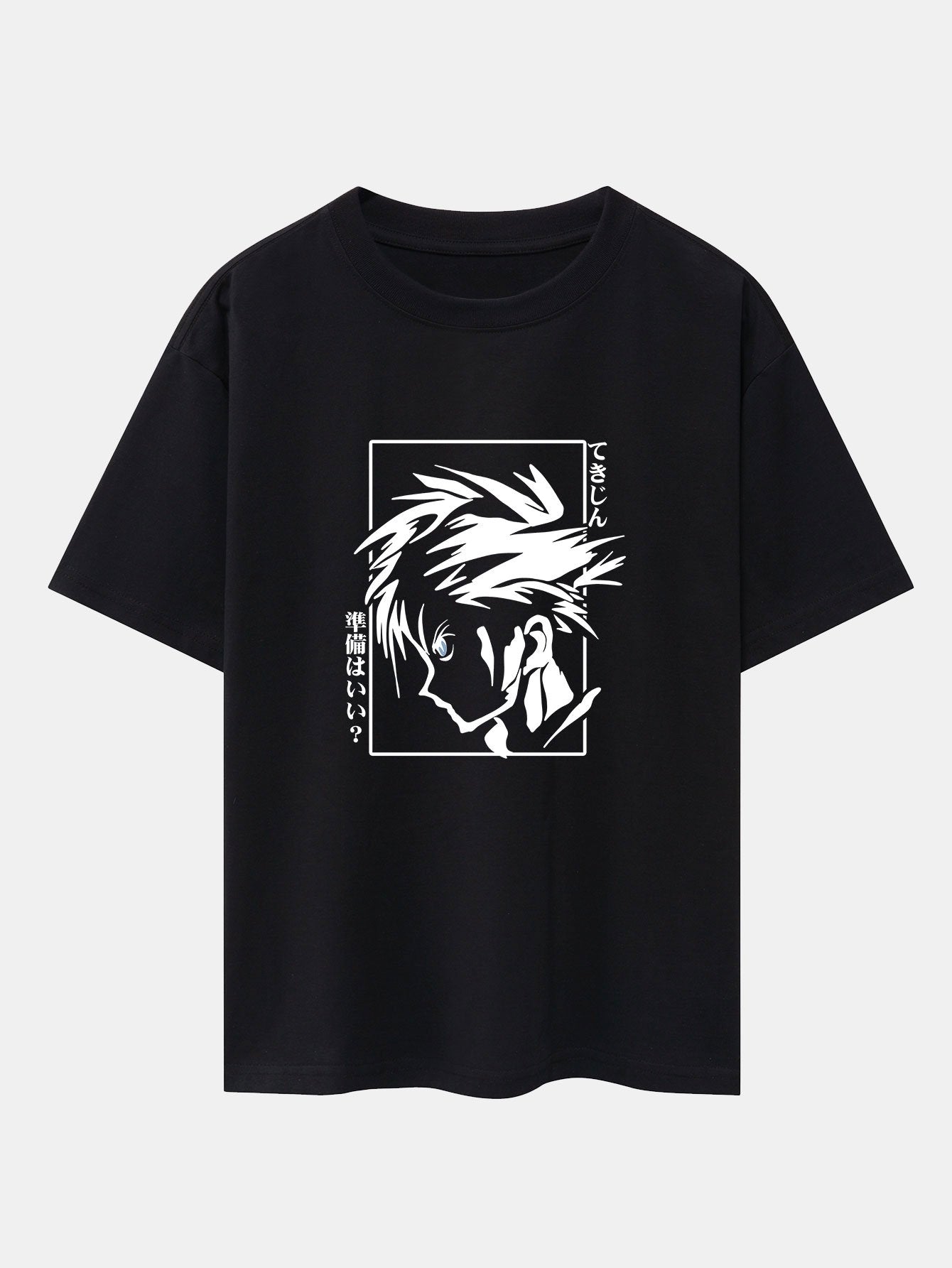 Japanese Comic Male Print Drop Shoulder Oversize T-Shirt