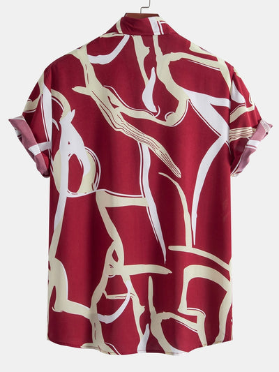 Abstract Print Button Up Shirt