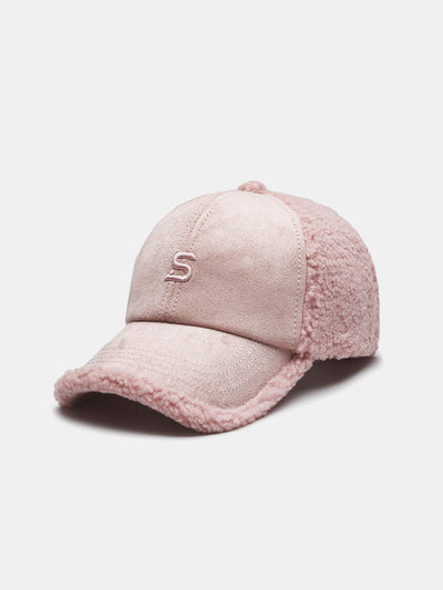 Embroidery Letter Plush Warm Baseball Cap