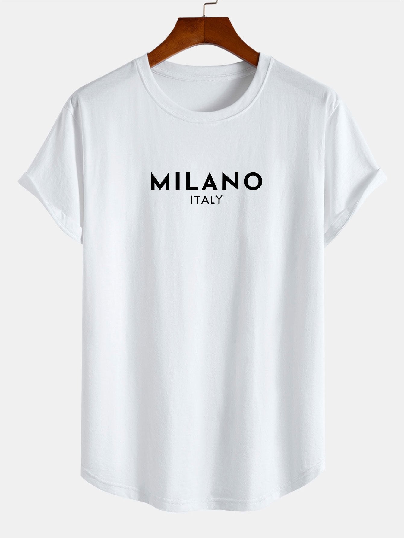 Milano Italy Print Cotton Arc Hem T-Shirt