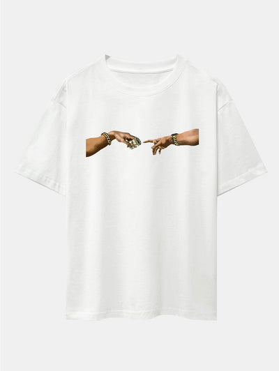 Cash Hand Print Drop Shoulder Oversize T-Shirt