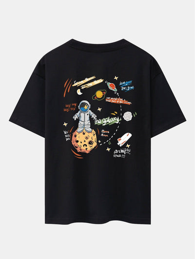 Galaxy Astronaut Print Drop Shoulder Oversize T-Shirt