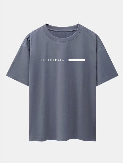 California Slogan Print Drop Shoulder Oversize T-Shirt