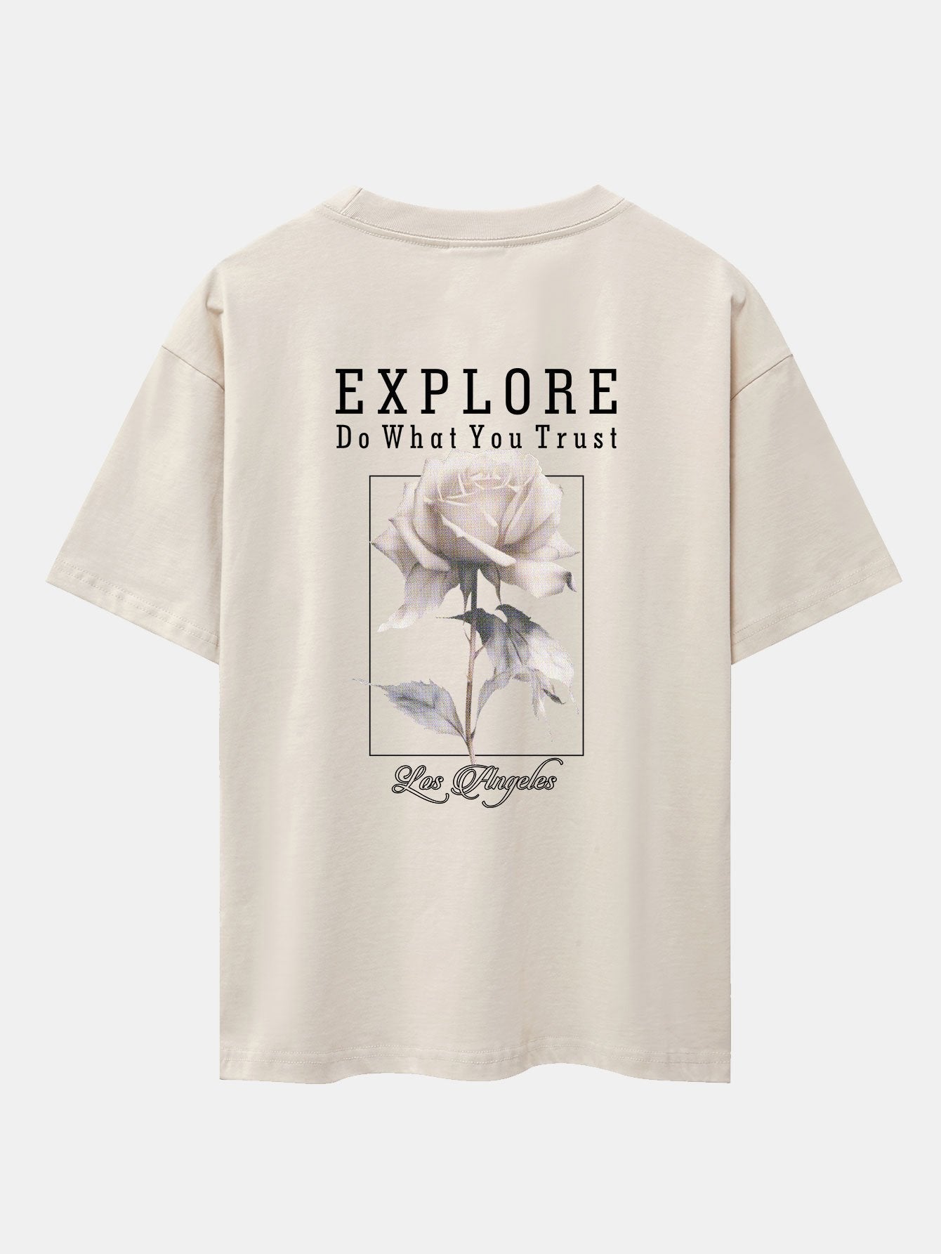 Rose Slogan Back Print Drop Shoulder Oversize T-Shirt