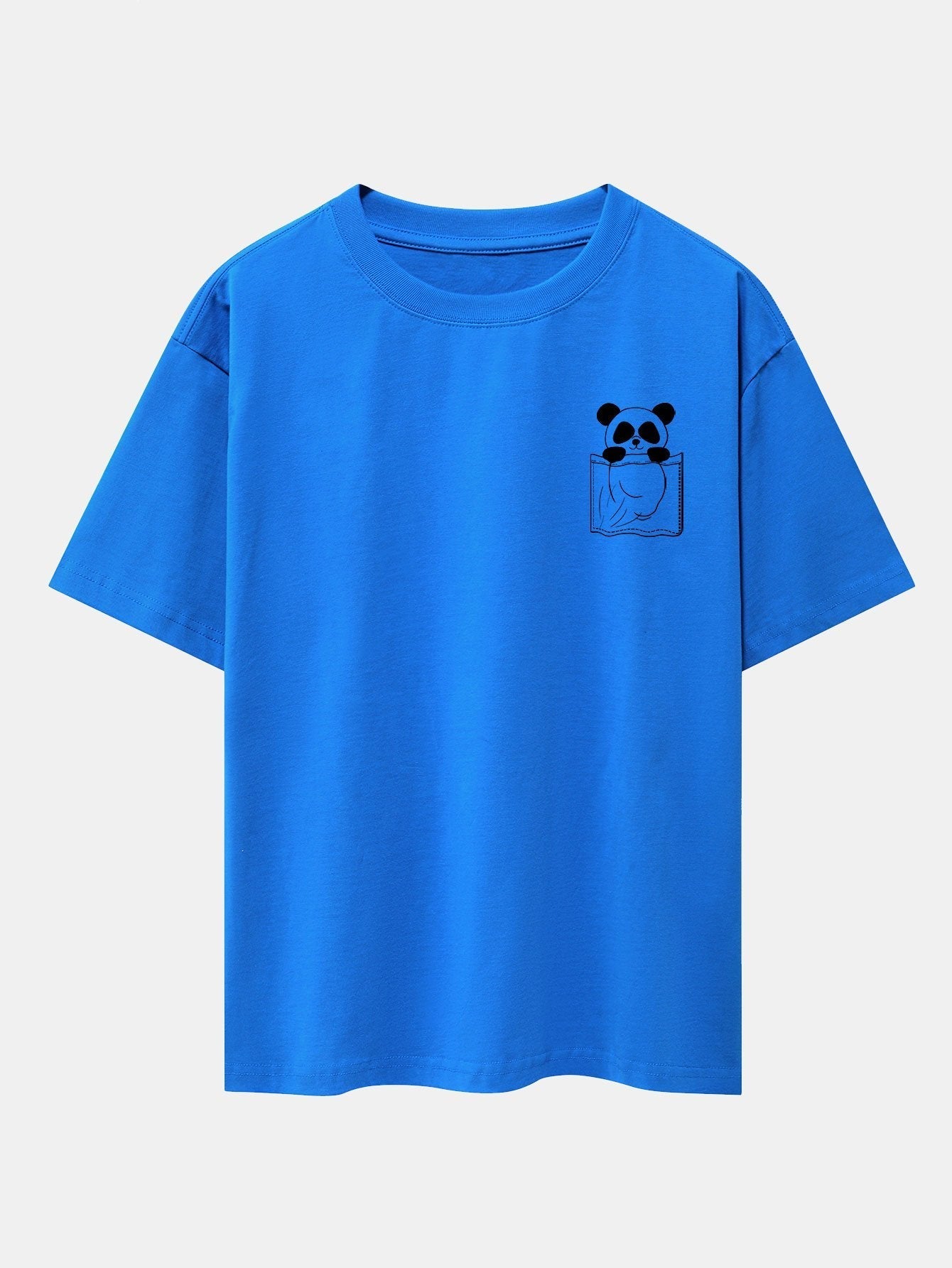 Pocket Panda Print Drop Shoulder Oversize T-Shirt