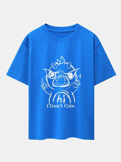 Cartoon Dinosaur Print Drop Shoulder Oversize T-Shirt