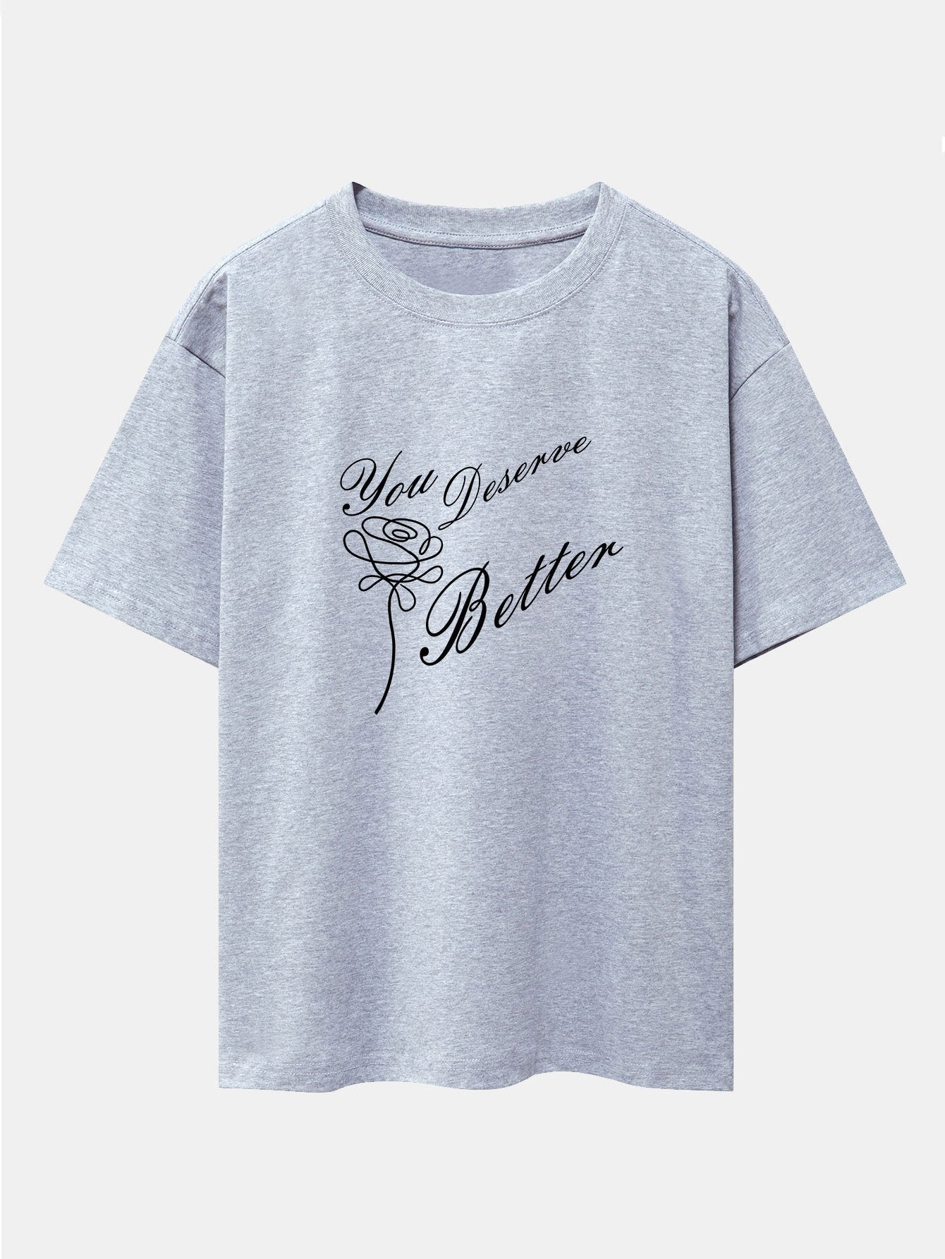 Rose Slogan Print Drop Shoulder Oversize T-Shirt