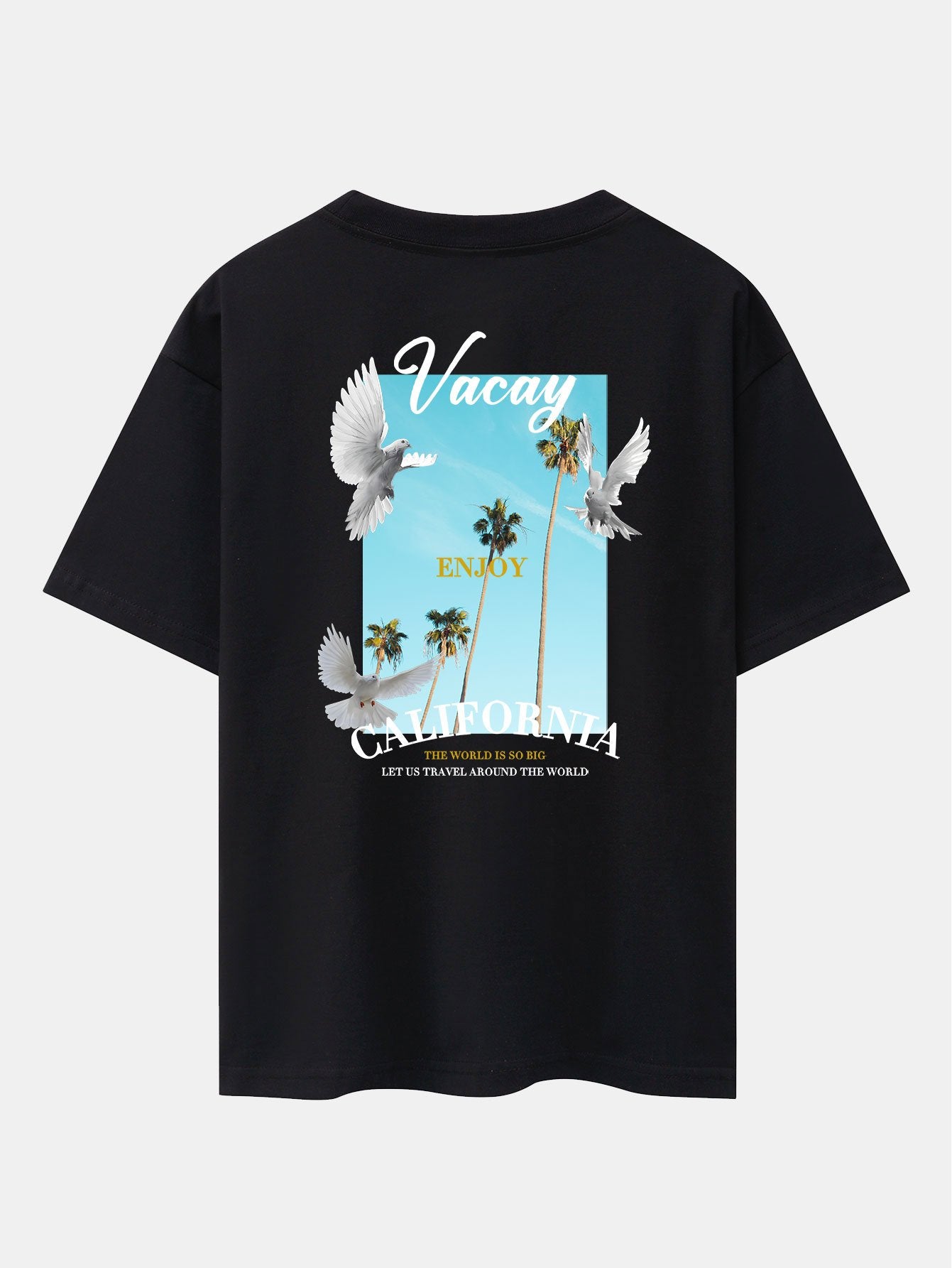 California Dove Back Print Drop Shoulder Oversize T-Shirt