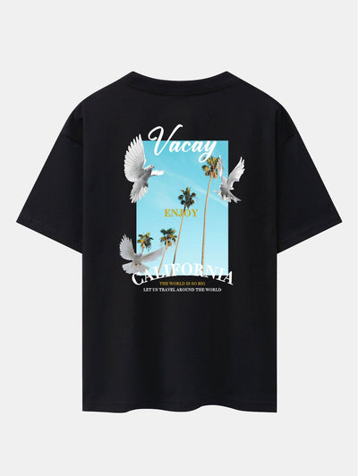 California Dove Back Print Drop Shoulder Oversize T-Shirt