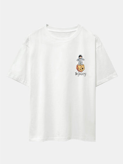 Galaxy Astronaut Print Drop Shoulder Oversize T-Shirt