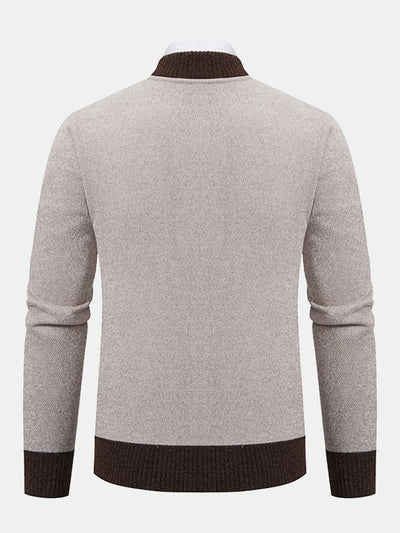 Elk Embroidered Contrast Baseball Collar Sweater