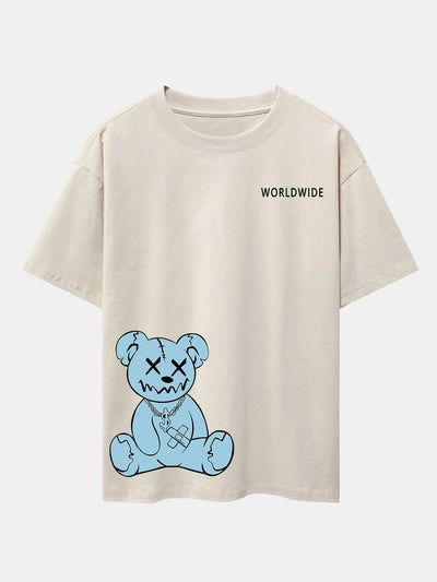 Worldwide Bear Print Drop Shoulder Oversize T-Shirt