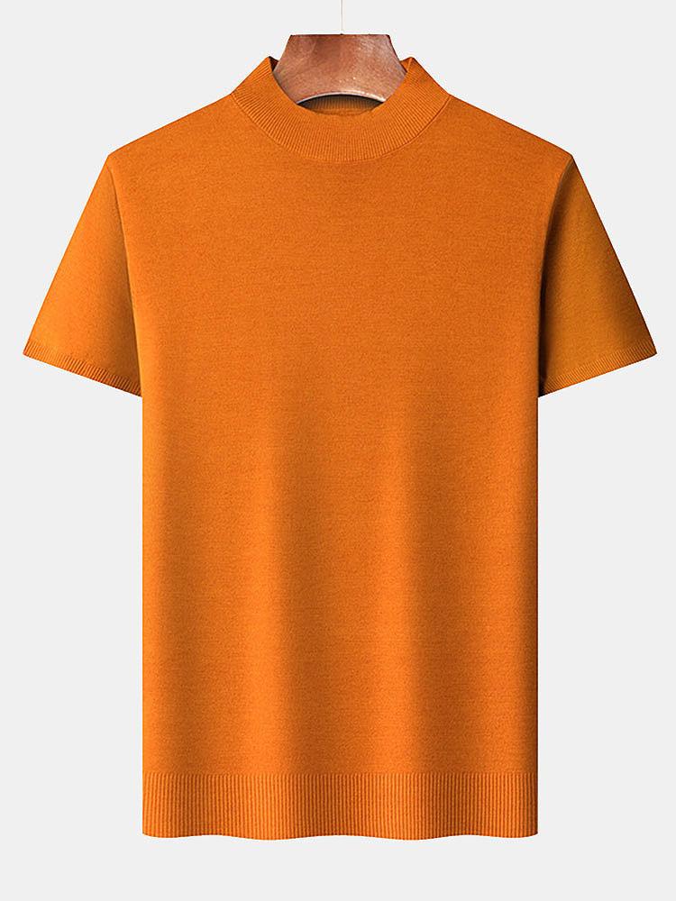 Short Sleeve Muscle Fit Mock Neck Sweater