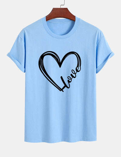 Regular Fit Heart Print Cotton T-Shirt