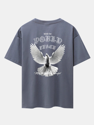Dove Of Peace Back Print Drop Shoulder Oversize T-Shirt