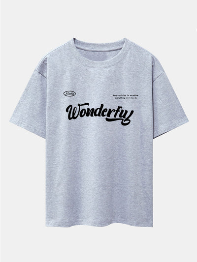 Wonderful Slogan Print Drop Shoulder Oversize T-Shirt