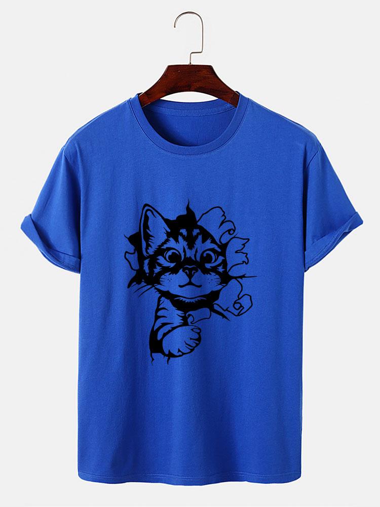 Cat Breaks The Wall Print T-shirt