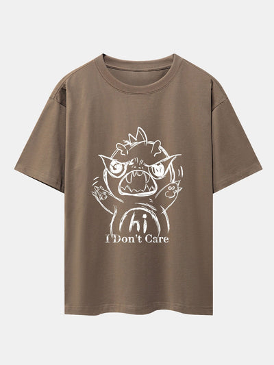 Cartoon Dinosaur Print Drop Shoulder Oversize T-Shirt