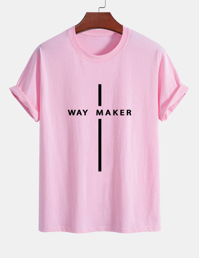 Regular Fit Way Maker Stripe Print Cotton T-Shirt