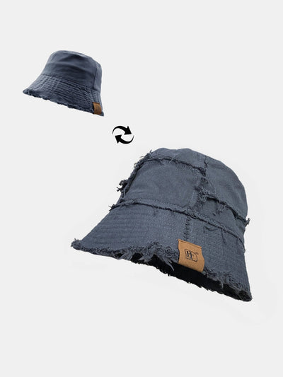 Double Side Reversible Distressed Bucket Hat