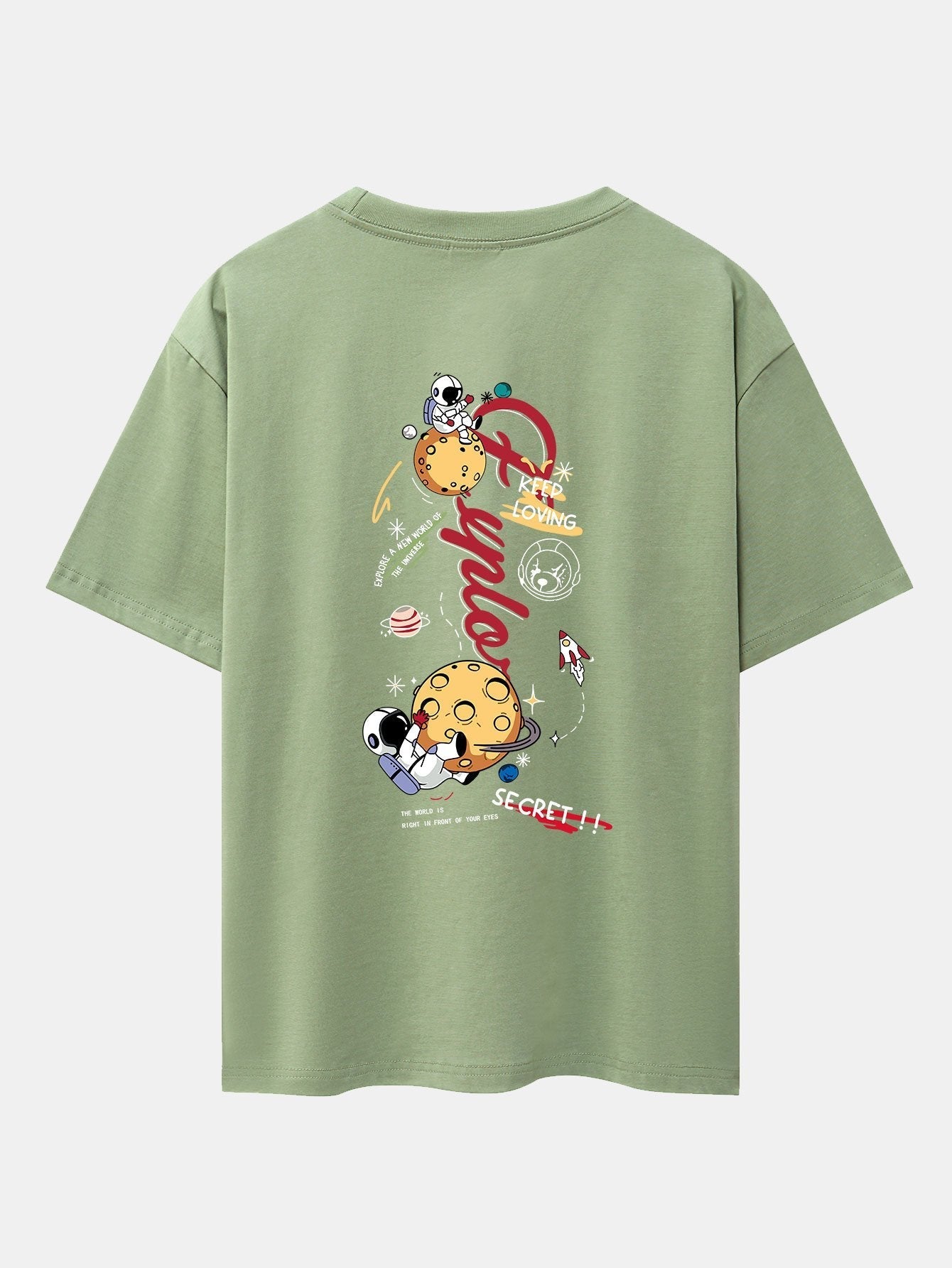 Planet Astronaut Print Drop Shoulder Oversize T-Shirt