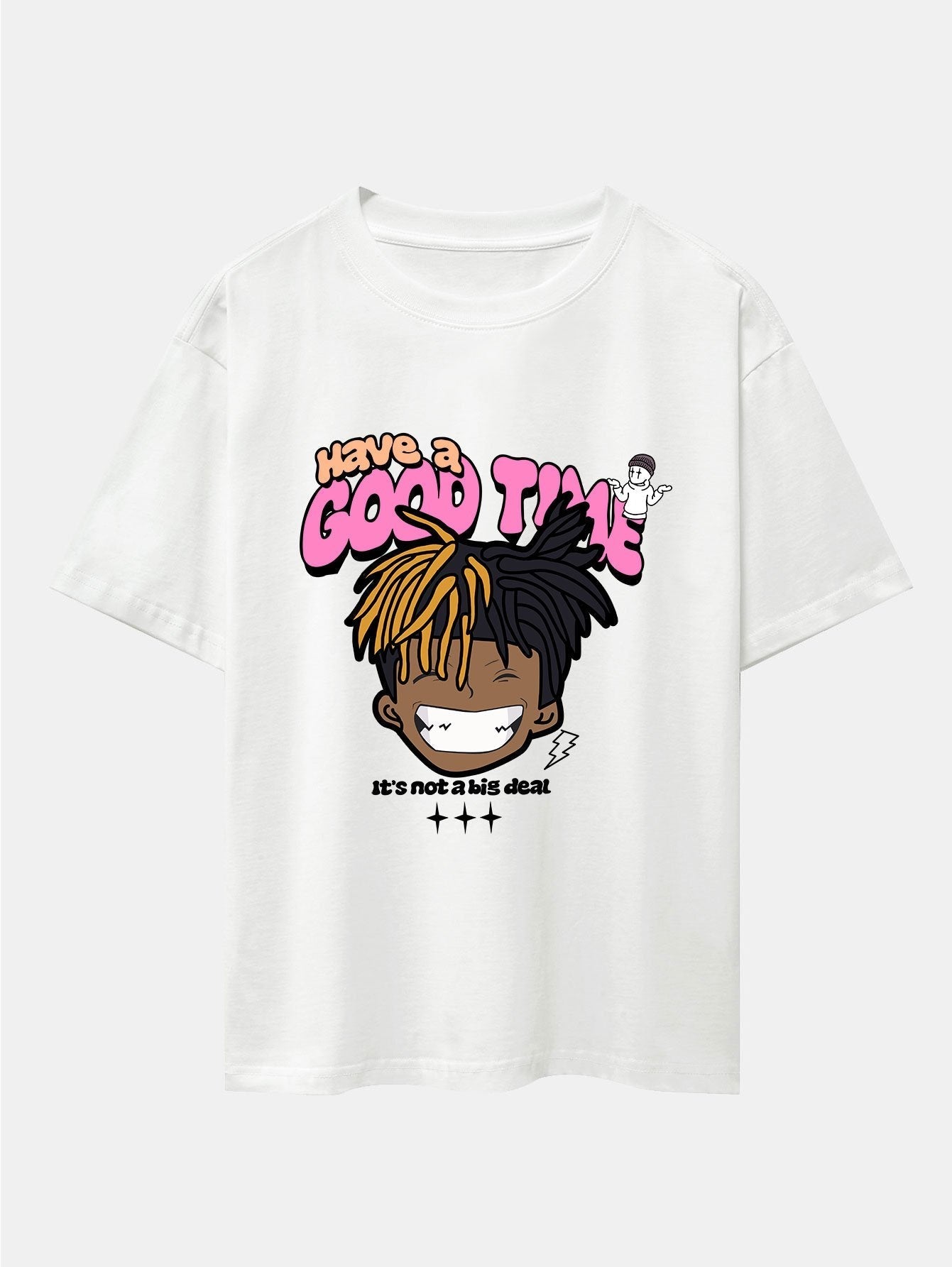 Cartoon Character Slogan Print Drop Shoulder Oversize T-Shirt