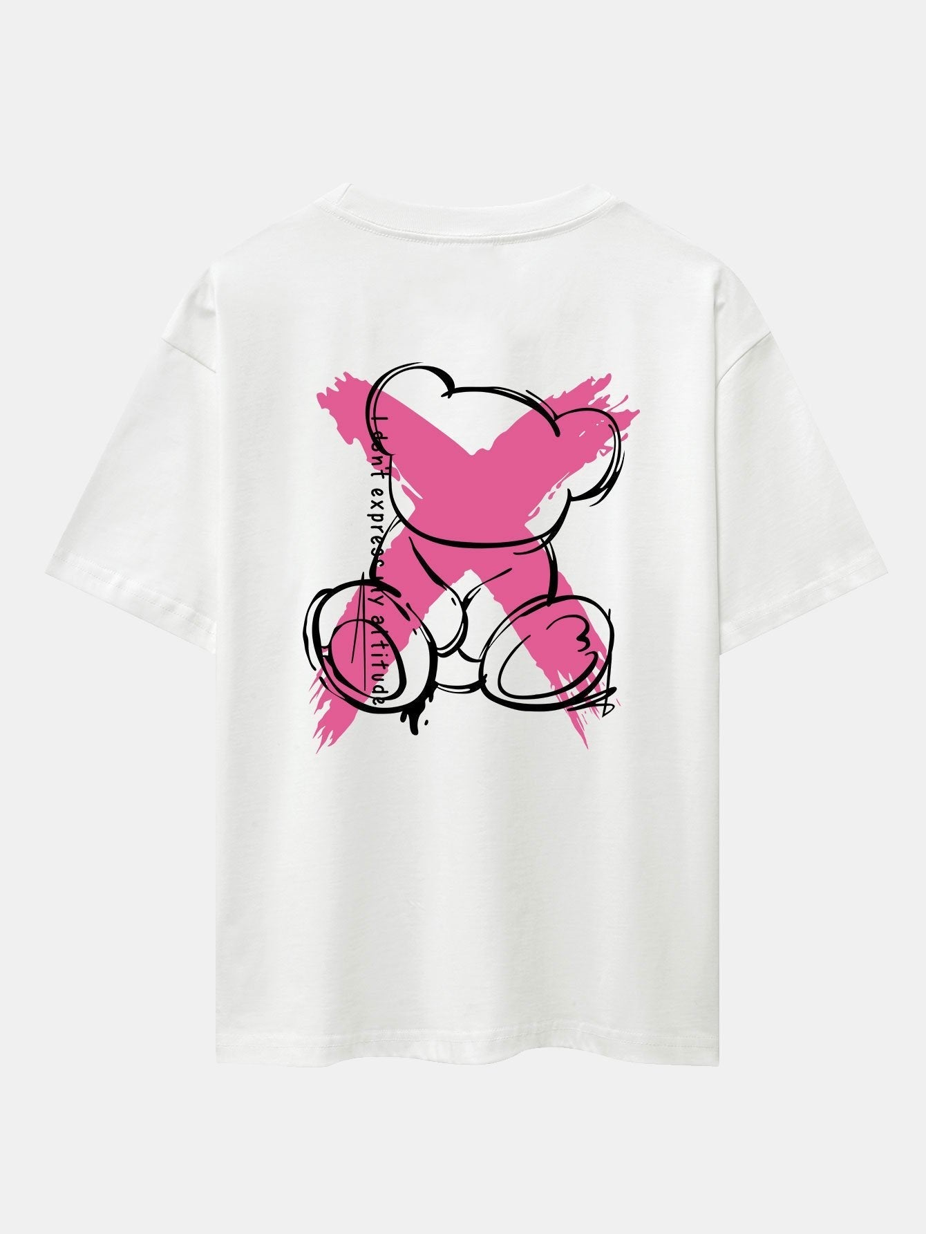 Graffiti Bear Print Drop Shoulder Oversize T-Shirt