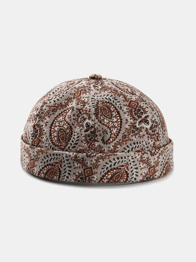 Vintage Paisley Print Brimless Hat