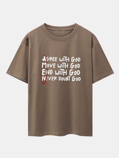 Circled Slogan Print Drop Shoulder Oversize T-Shirt