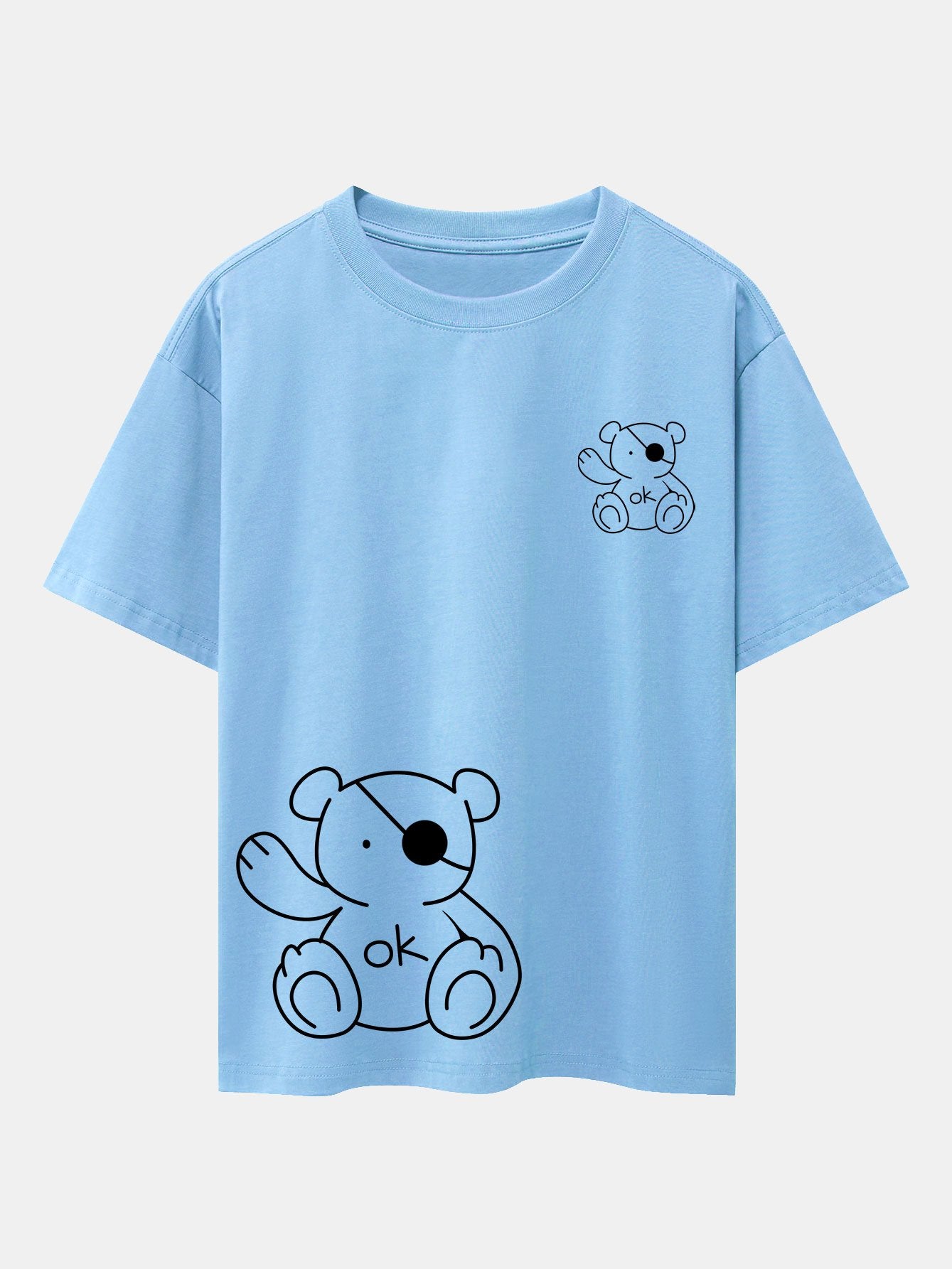 Bear Print Drop Shoulder Oversize T-Shirt