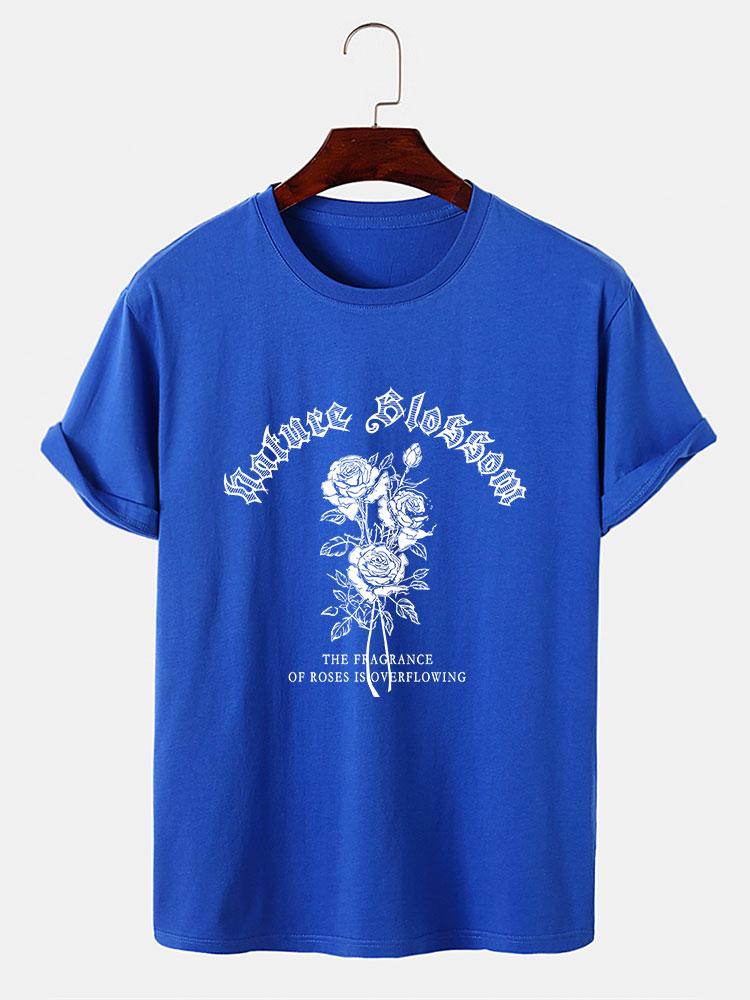Gothic Style Rose Print T-Shirts