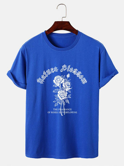 Gothic Style Rose Print T-Shirts