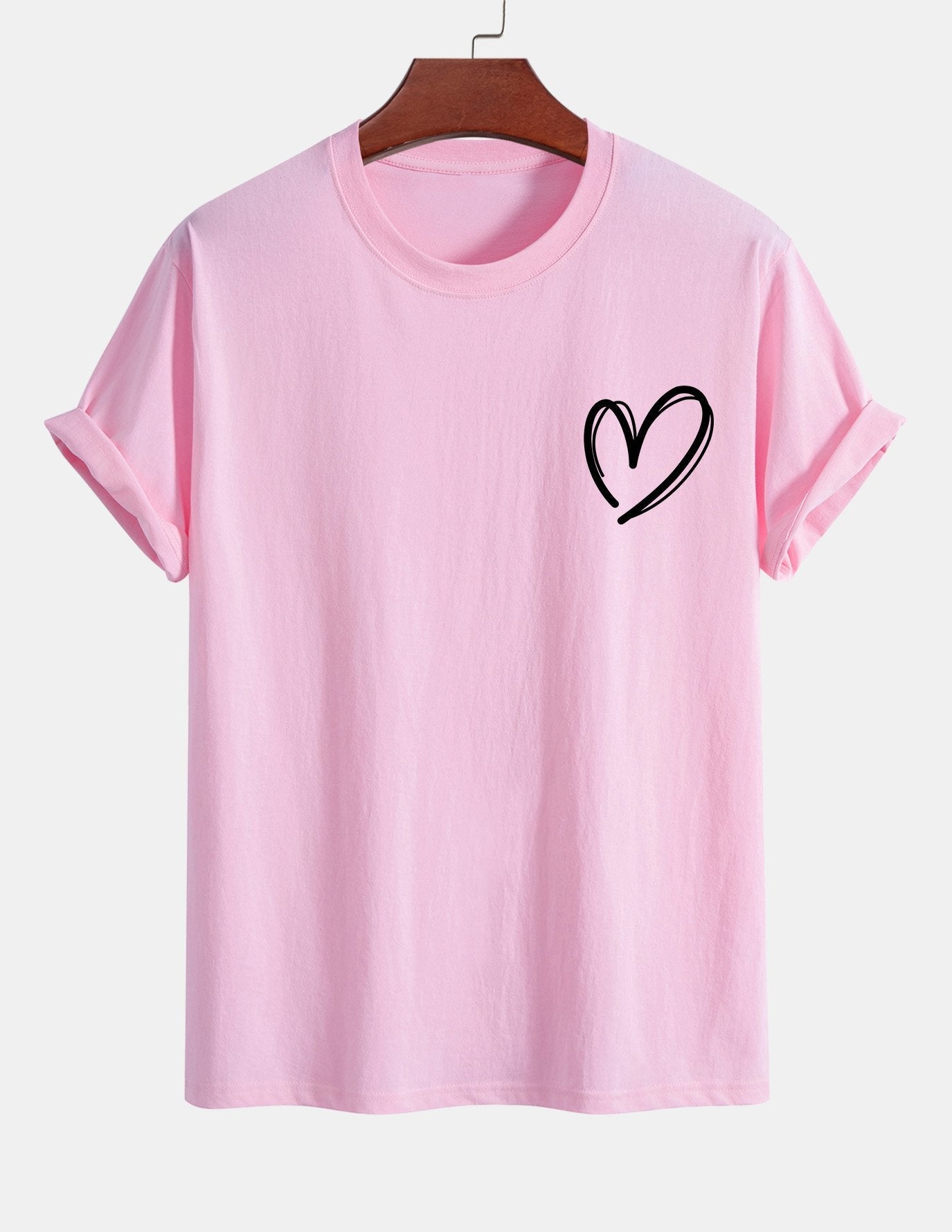 Regular Fit Heart Print Cotton T-Shirt