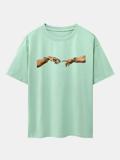 Cash Hand Print Drop Shoulder Oversize T-Shirt