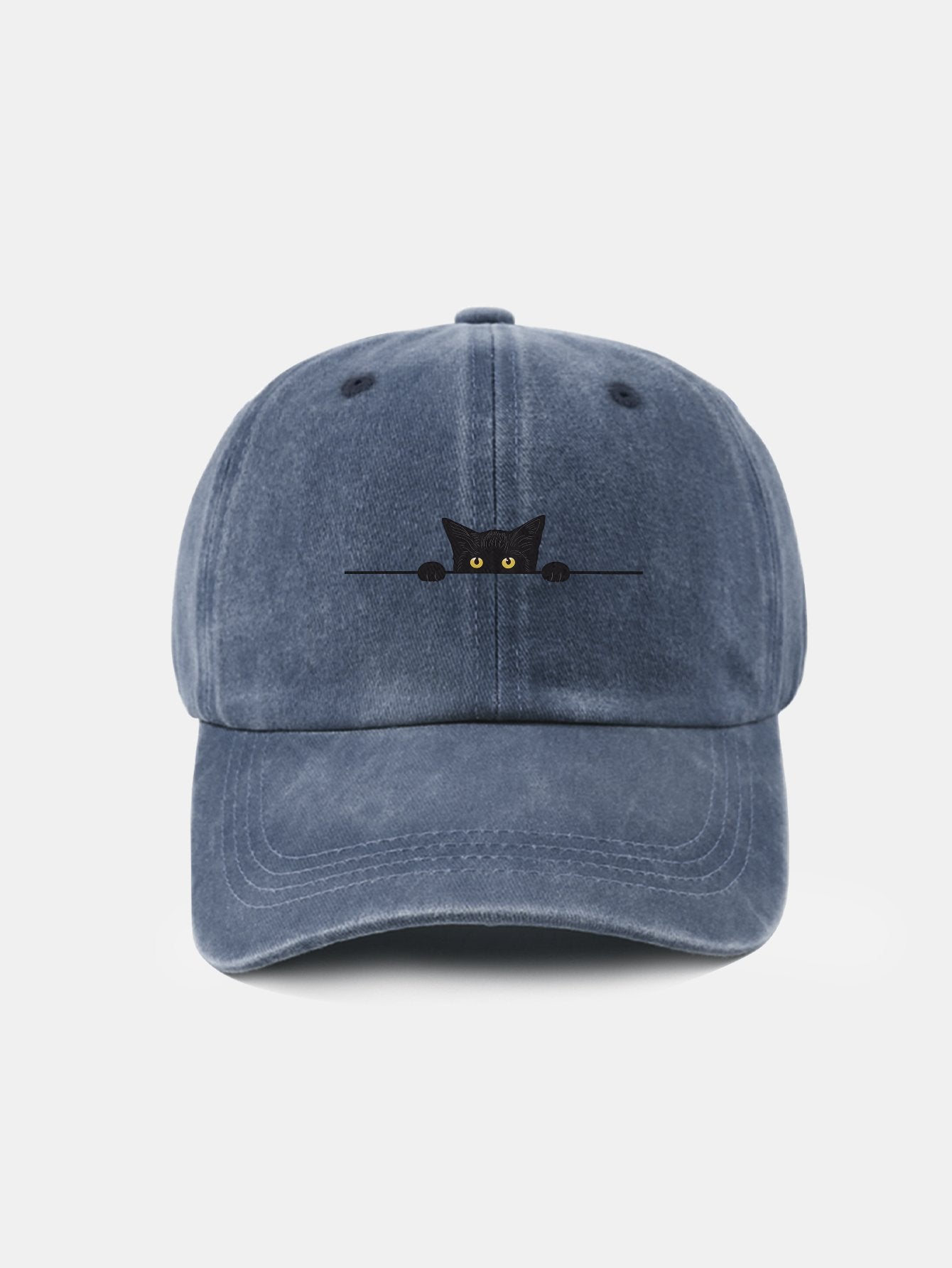 Black Cat Pattern Classic Retro Washed Distressed Cotton Baseball Cap