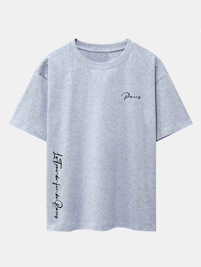 Paris Print Drop Shoulder Oversize T-Shirt
