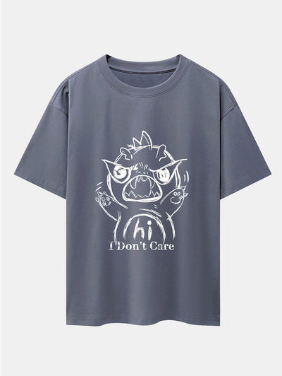Cartoon Dinosaur Print Drop Shoulder Oversize T-Shirt
