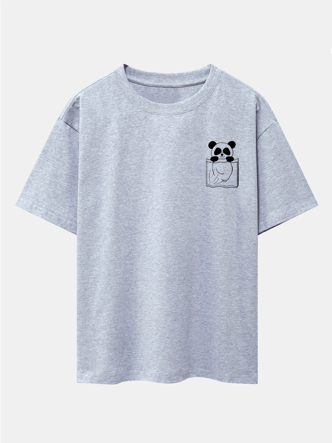 Pocket Panda Print Drop Shoulder Oversize T-Shirt