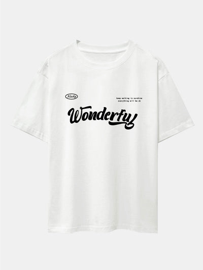 Wonderful Slogan Print Drop Shoulder Oversize T-Shirt