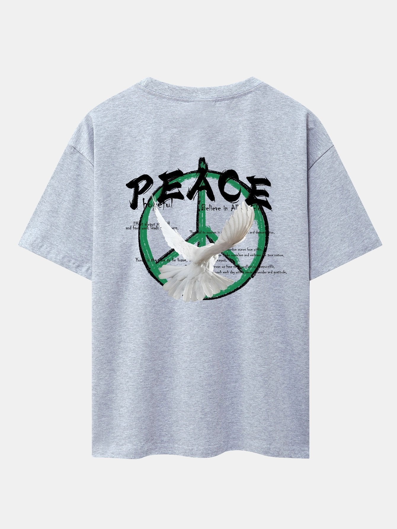 Dove With Peace Symbol Back Print Drop Shoulder Oversize T-Shirt