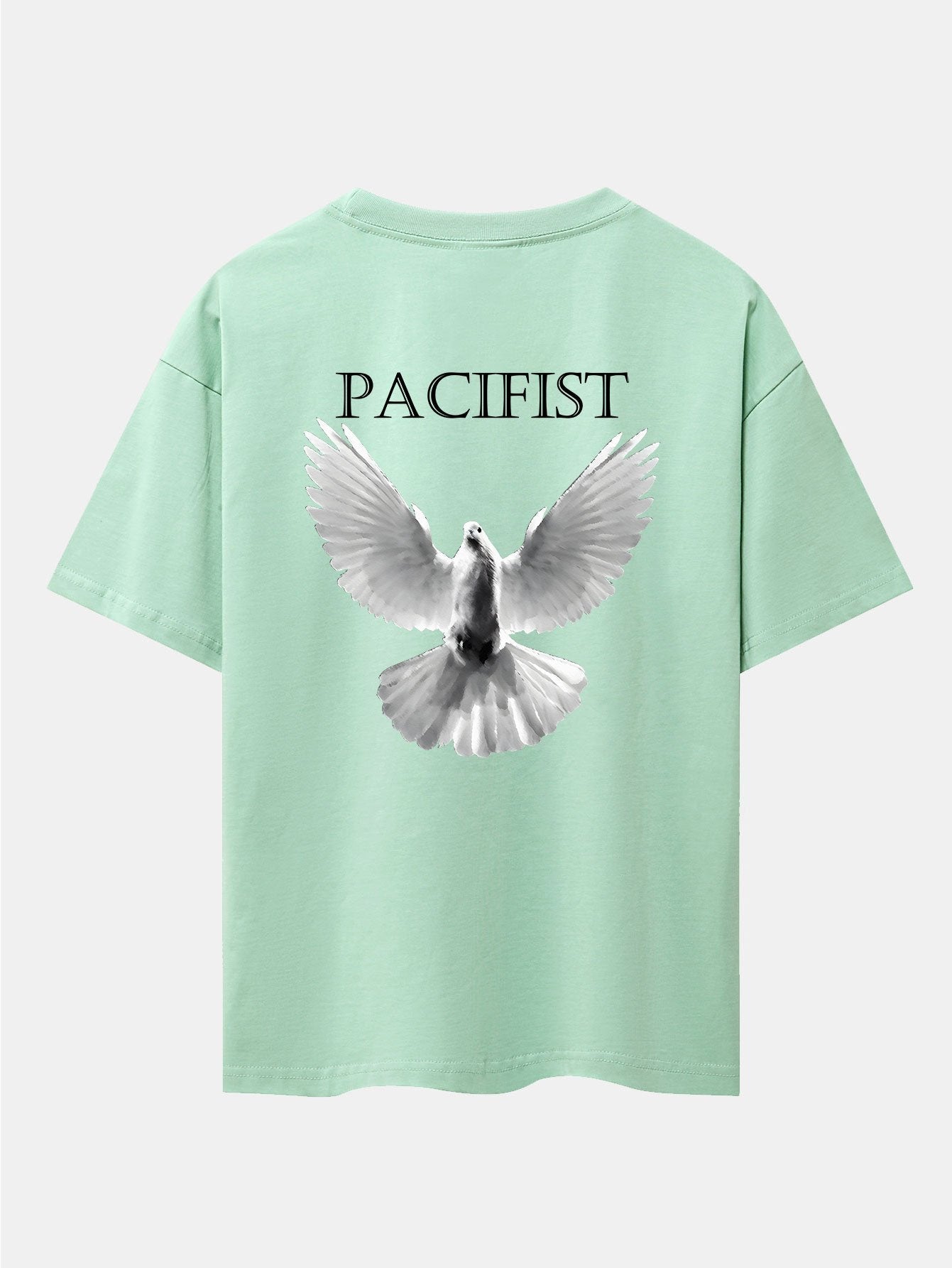 Pacifist Dove Back Print Drop Shoulder Oversize T-Shirt