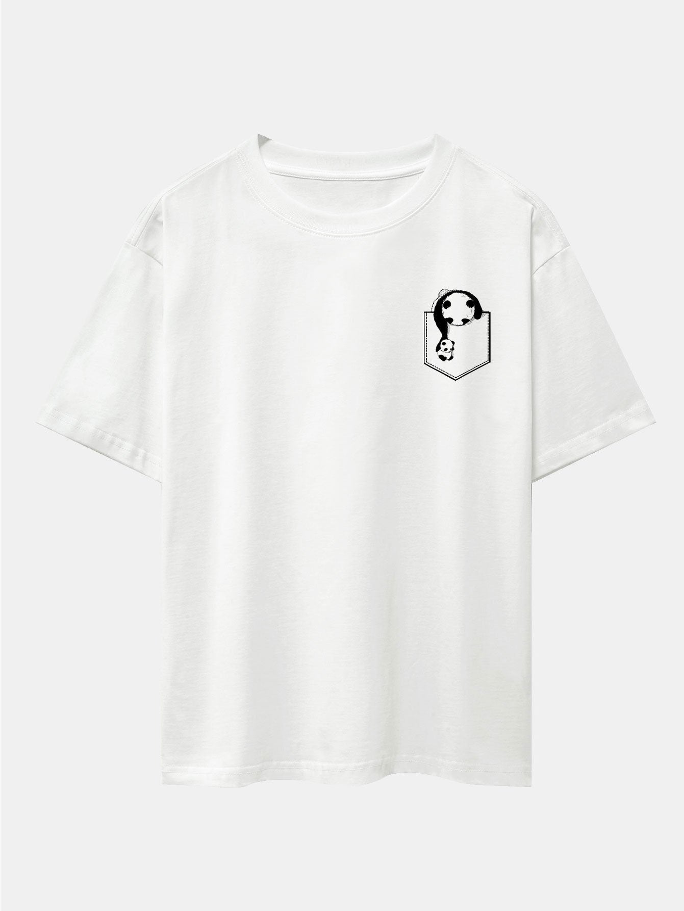 Pocket Panda Print Drop Shoulder Oversize T-Shirt