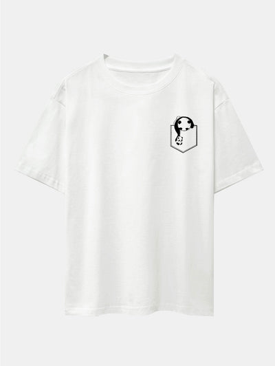 Pocket Panda Print Drop Shoulder Oversize T-Shirt