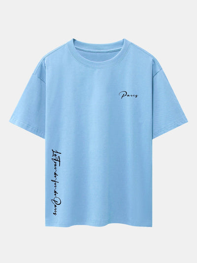 Paris Print Drop Shoulder Oversize T-Shirt