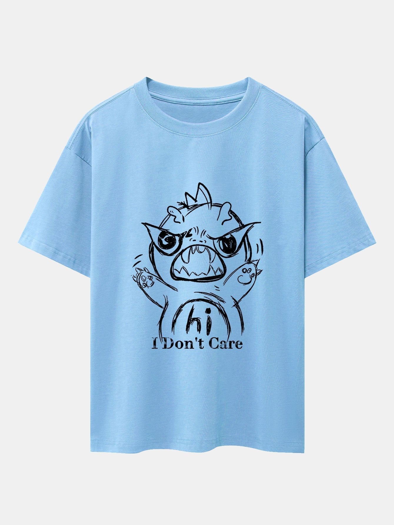 Cartoon Dinosaur Print Drop Shoulder Oversize T-Shirt