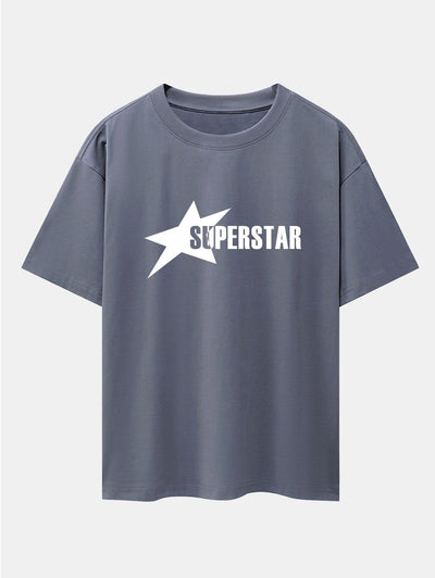 Superstar Print Drop Shoulder Oversize T-Shirt