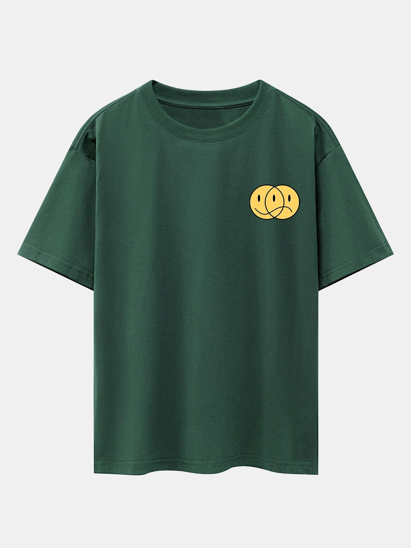 Happy And Sad Face Print Drop Shoulder Oversize T-Shirt