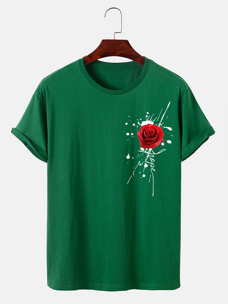 Splash Ink Rose Print T-Shirt