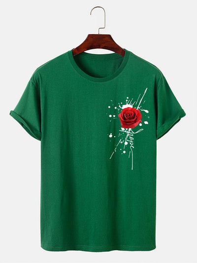 Splash Ink Rose Print T-Shirt